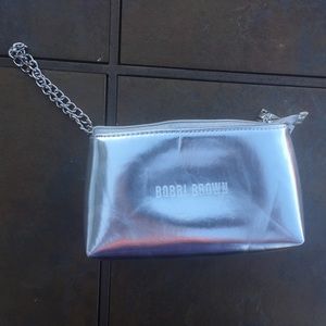 Silver Bobbi Brown Cosmetic Makeup Bag